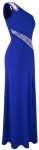One Shoulder Blue Rhinestone Prom Dress Size 4