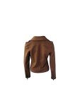 ODCOCD Faux Suede Jacket for Women Long Sleeve Zipper Up Casual Outwear (Large, Coffee)
