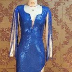 Elegant Blue Sequin Tassel Mermaid Evening Dress