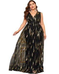Giffniseti Plus Size Sequin A-Line Maxi Dress