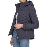 Calvin Klein Women's Light-Weight Hooded Puffer Jacket, Light-weight Classic Blue, Medium
