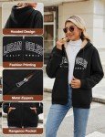 Voqeen Womens Fleece Zip Up Hoodie Sherpa Jackets Los Angles Warm Hooded Sweatshirts Fall Winter Coat(Black,L)