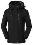 Rdruko Women's Ski Jacket Waterproof Insulated Fleece Snowboard Warm Winter Coat with Hood (Black,CA M)