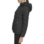 Calvin Klein Women's Light-Weight Hooded Puffer Jacket, Light-weight Hooded Ebony, Medium