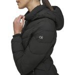 Calvin Klein Women's Light-Weight Hooded Puffer Jacket, Light-weight Hooded Ebony, Medium