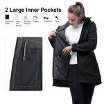 33,000ft Women's Waterproof Softshell Long Rain Jacket with Hood Fleece Lined Windproof Windbreaker