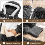 HEEKPEK Women Fuzzy Jackets Fleece Zip Up Hooded Ladies Coats Sherpa Striped Warm Plush Casual Outwear Plus Size with Pockets