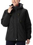 Rdruko Women's Ski Jacket Waterproof Insulated Fleece Snowboard Warm Winter Coat with Hood (Black,CA M)