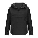 Women Quilted Pullover Puffer Jacket Oversized Casual Long Sleeve Hooded Coats Winter Warm Outwear with (Black, M)