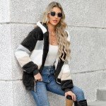 HEEKPEK Women Fuzzy Jackets Fleece Zip Up Hooded Ladies Coats Sherpa Striped Warm Plush Casual Outwear Plus Size with Pockets