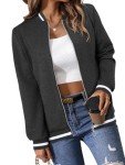 onlypuff Womens Long Sleeve Jackets Fashion Sweatshirt Zip Up Jackets with Pockets Dark Grey
