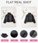 Dokotoo Puffer Jacket Womens Winter Casual Quilted Jackets Fashion Fall Crop Full Zip Up Long Sleeve Drop Shoulder Oversized Stand Collar Padded Coats Baggy Warm Outerwear with Pockets Black Large