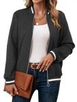 onlypuff Womens Long Sleeve Jackets Fashion Sweatshirt Zip Up Jackets with Pockets Dark Grey