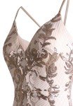 Champagne Floral Sequin V Neck Evening Dress Size 20