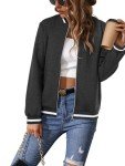 onlypuff Womens Long Sleeve Jackets Fashion Sweatshirt Zip Up Jackets with Pockets Dark Grey