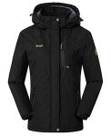 JHMORP Women's Winter Ski Snow Jacket Waterproof Windproof Fleece Lined Raincoat Winter Coat with Hood (Black,CA L)