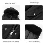 RISISSIDA Puffer Jacket Women Quilted Long Puffy Coat with Faux Fur Hood 2022 Winter Fall Fashion, Parka Thermal Fleece Lined Warm Bubble Waterproof Heavy Overcoat Black 7614 L