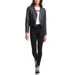 Levi's Women's Faux Leather Classic Motorcycle Jacket (Regular and Plus Sizes), Black, Medium