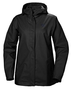 Helly Hansen Women's Moss Hooded Fully Waterproof Windproof Raincoat Jacket, 990 Black, Medium