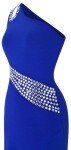 One Shoulder Blue Rhinestone Prom Dress Size 4