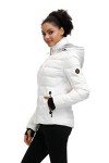 SLOW DOWN Women Midweight Down Puffer Jacket, Warm Hooded Winter Down Jacket for Women with Faux-Fur Hood & Collar (White, M)