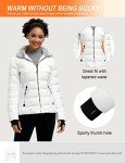 SLOW DOWN Women Midweight Down Puffer Jacket, Warm Hooded Winter Down Jacket for Women with Faux-Fur Hood & Collar (White, M)