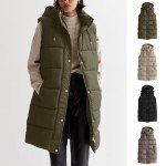 Prime Big Deal Days WUANDIXFA Jackets for Women Sleeveless Thermal Over Coat Warm Puffer Quilted Vest Water Resistant Long Jackets