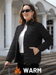 TACVASEN Puffer Coats for Women Lightweight Quilted Jacket Stand Collar Warm Winter Jacket Packable Down Jackets with 4 Pockets Black, M
