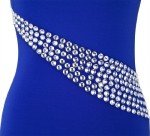 One Shoulder Blue Rhinestone Prom Dress Size 4