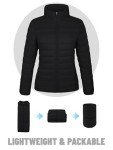 TACVASEN Puffer Coats for Women Lightweight Quilted Jacket Stand Collar Warm Winter Jacket Packable Down Jackets with 4 Pockets Black, M