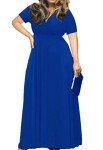 Royal Blue Plus Size V-Neck Maxi Dress
