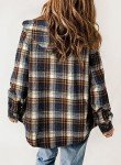 Dokotoo Hooded Shacket Jacket Women Fashion Plaid Flannel Shirts Fleece Lined Long Sleeve Button Up Jackets Sherpa Fuzzy Thick Coats Vintage 2023 Fall Warm Winter Oversized Coat Outwear Blue M