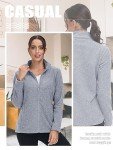 TACVASEN Fleece Jacket Women Full Zip Polar Fleece Jacket Womens Zip Up Jackets for Women Athletic Light Jackets for Women Light Grey S