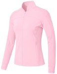 BGOWATU Women's Workout Running Jacket Lightweight Zip up Athletic Jackets Gym Yoga Tops with Zip Pockets Pink XXL
