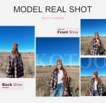 Dokotoo Hooded Shacket Jacket Women Fashion Plaid Flannel Shirts Fleece Lined Long Sleeve Button Up Jackets Sherpa Fuzzy Thick Coats Vintage 2023 Fall Warm Winter Oversized Coat Outwear Blue M