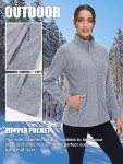 TACVASEN Fleece Jacket Women Full Zip Polar Fleece Jacket Womens Zip Up Jackets for Women Athletic Light Jackets for Women Light Grey S