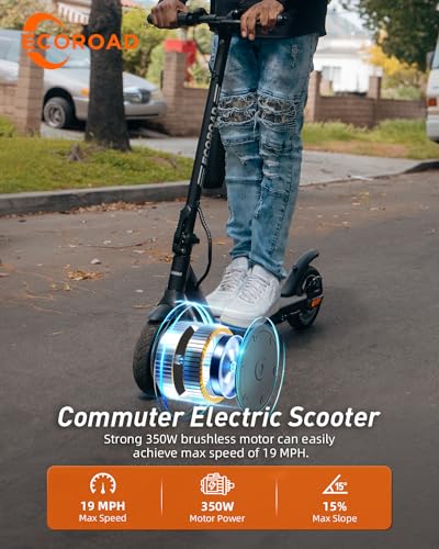 ECOROAD EC6 Electric Scooter, 350W Motor, 19 MPH