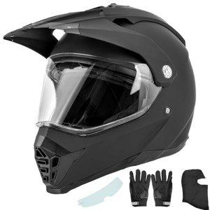 OUMURS Dual Sport Full Face Motocross Helmet - Matte Black