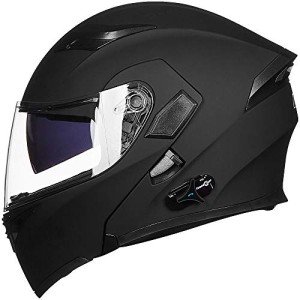 ILM Bluetooth Flip-Up Motocross Helmet - Matte Black