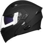 ILM Bluetooth Flip-Up Motocross Helmet - Matte Black