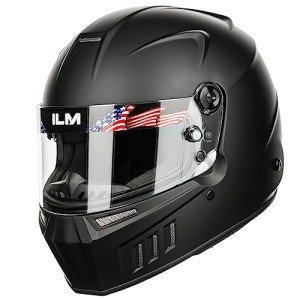 ILM Lightweight Full Face Racing Helmet, Black