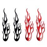 HONBAY 4PCS Red and Black Flame Helmet Stickers