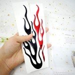 HONBAY 4PCS Red and Black Flame Helmet Stickers