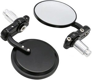 Universal 3" Round Black Handlebar Motorcycle Mirrors