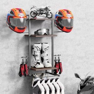 3-Tier Helmet Wall Mount and Gear Rack