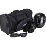 Black Racing Gear Duffel Bag with Padded Strap