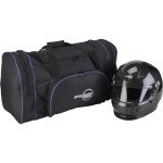 Black Racing Gear Duffel Bag with Padded Strap