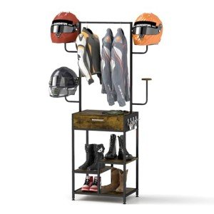 Motorcycle Helmet Stand with Storage Drawer