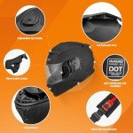 OUMURS Flip-Up Full Face Motocross Helmet - Matte Black