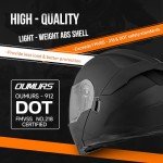 OUMURS Flip-Up Full Face Motocross Helmet - Matte Black